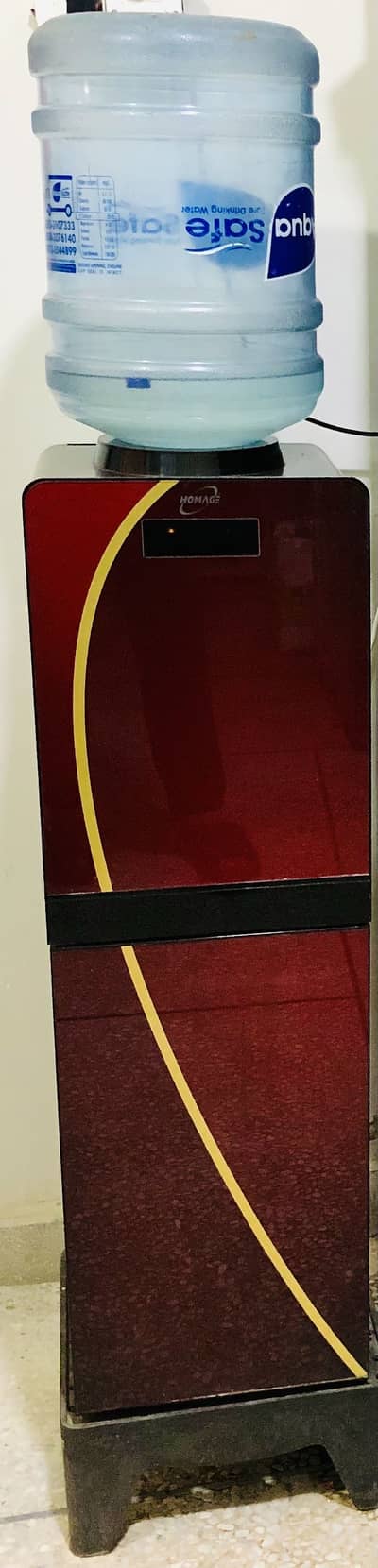 Homage Water Dispenser with Fridge (3 Taps) - Red Glass Door