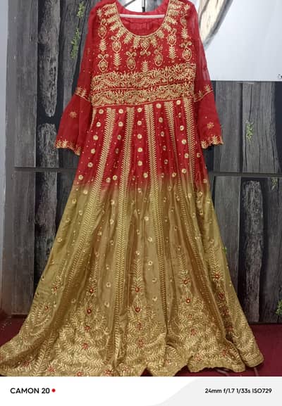 red and golden contras frock