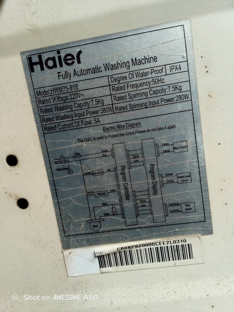 Haier Automatic 7.5 litter 5