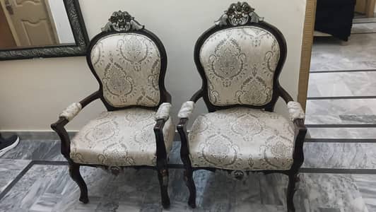 2 Royal Wooden Armchairs For Bedroom/ GuestRoom