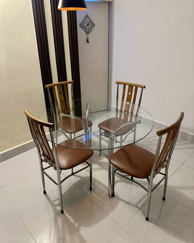Glass Dining Table Set – 4 Seater