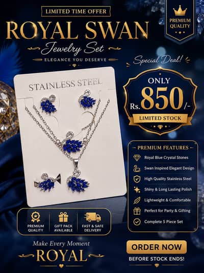 LUXURY BLUE SWAN JEWELRY SET
