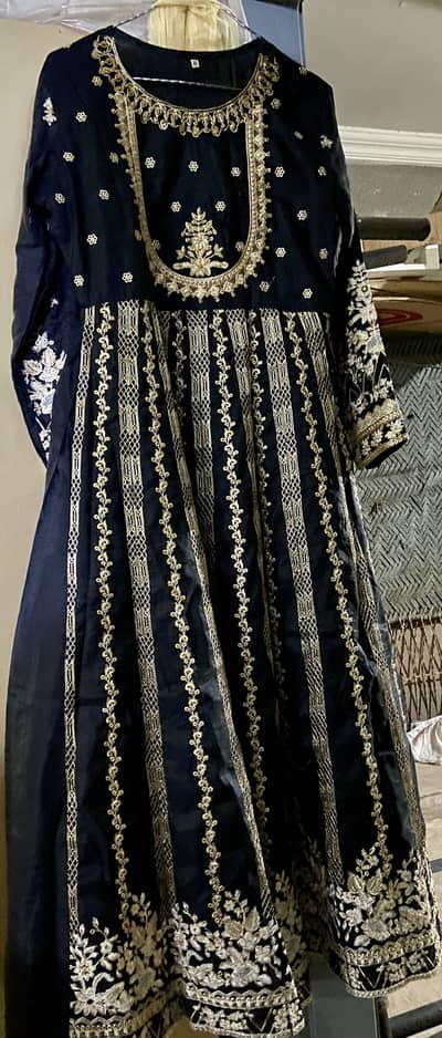 Embroidery black long frock