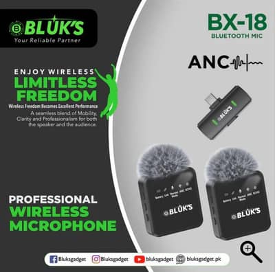 BLUKS BX-18 Dual Wireless Microphone | Collar Mic For YouTube