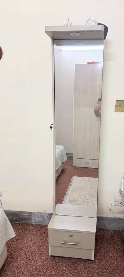 sliding mirror with drawers