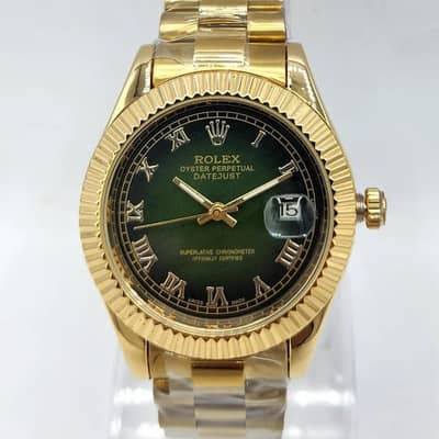 Gold Rolex Datejust Green Dial Watch