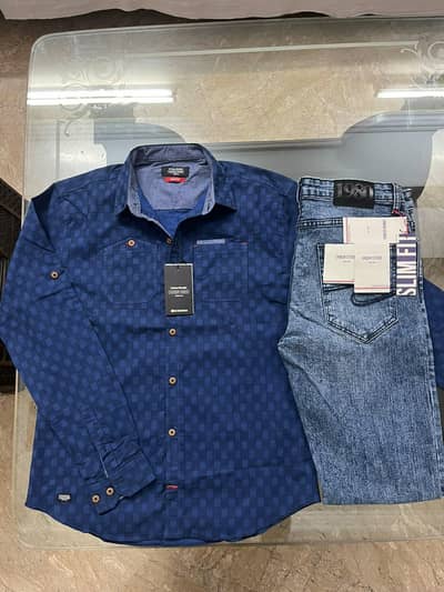 100% Urban studio brand casual cotton shirt & denim jeans pant
