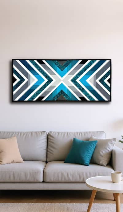Modern Wood & Epoxy Mosaic Artwork | 48” x 22” inches