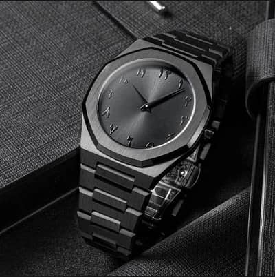 black stainless steel watch