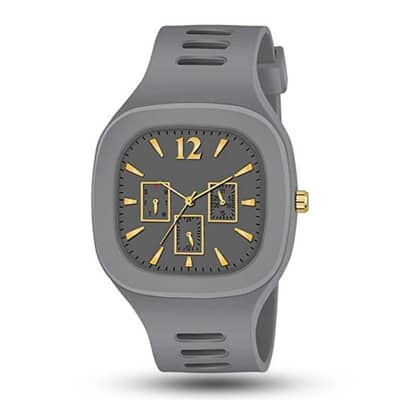 Gray Silicone analogue watch With 3 sub-Dials For Men