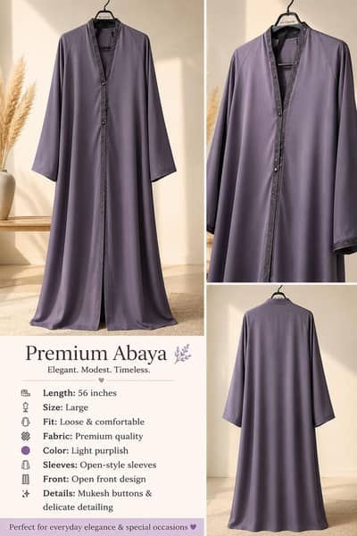 Arabic style front open abaya