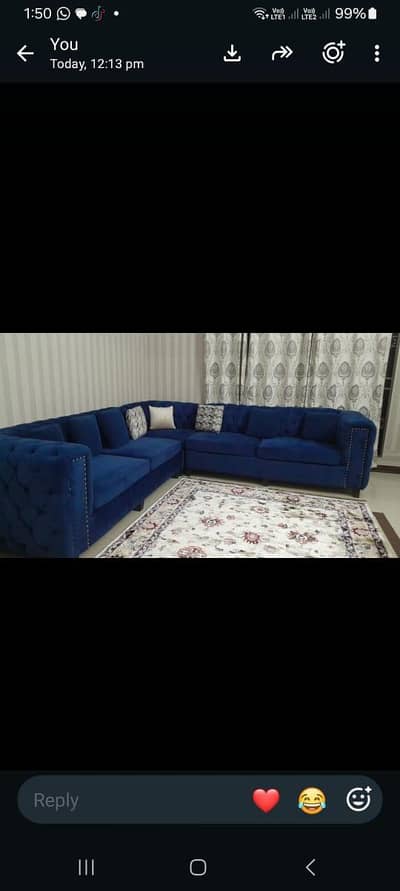 Blue L-shaped sofas