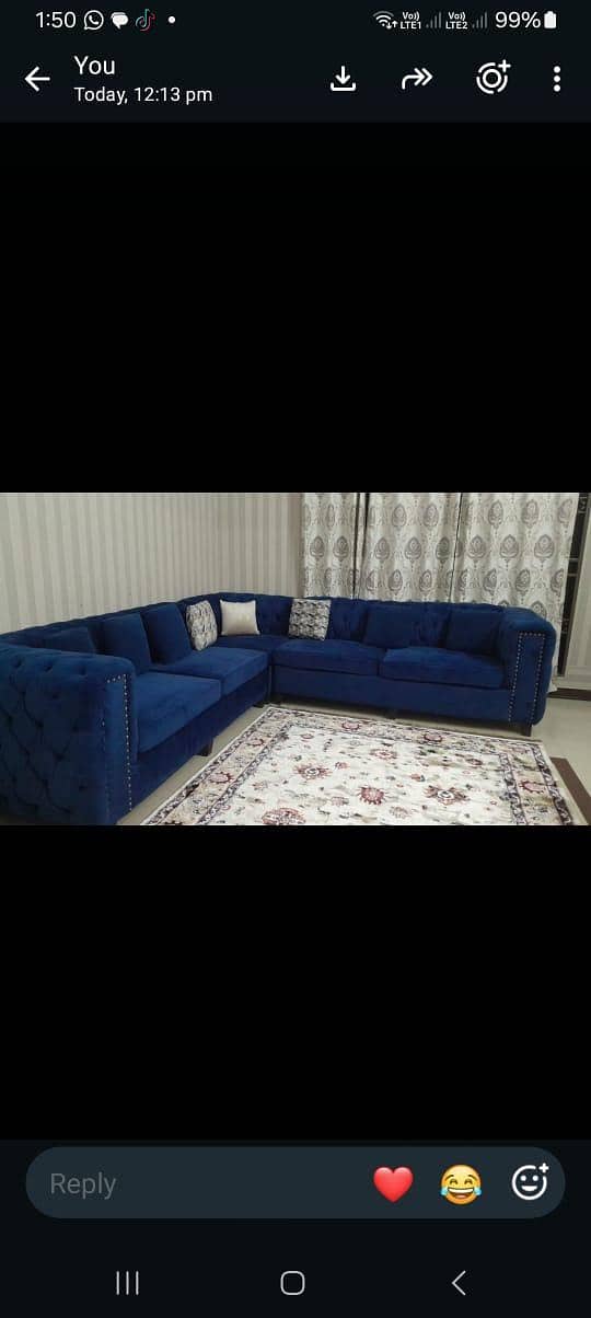 Blue L-shaped sofas 0