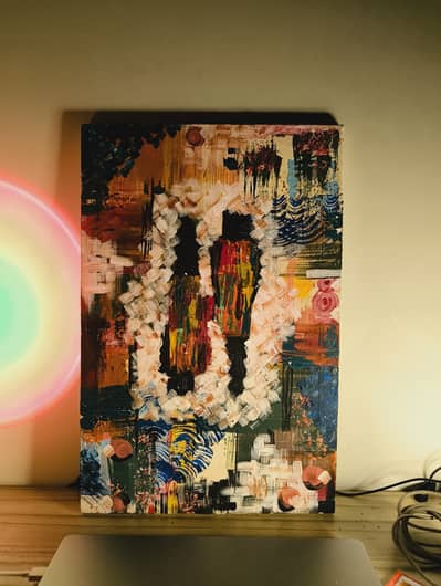 1×1.5 feet canvas, length 18",width 12", handpainted,abstract,aclyric