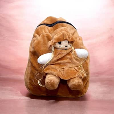 Brown Girls Polyesters School BackPack with Doll Design