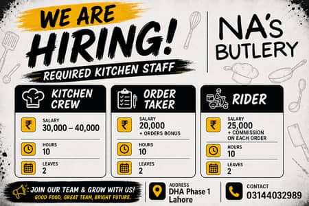 We’re hiring! NA’s Butlery is looking for dedicated Kitchen Crew,