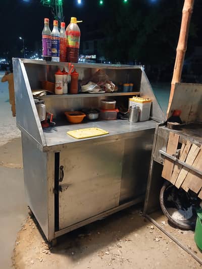 Fast food setup Fryer dressing counter double hot plate