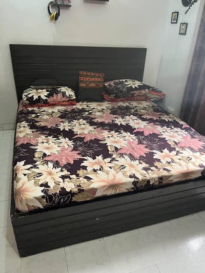wooden double bed
