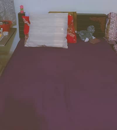 Chiniot wooden single bed full wooden with iron handcrafted design on