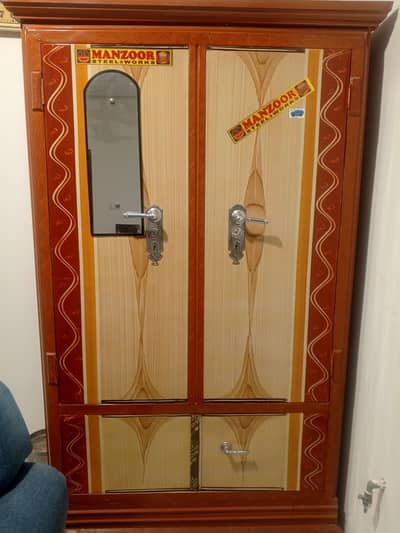 2-Door Iron Wardrobe with Built-In Safe