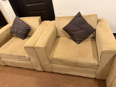 7 seater sofa set light gold colour