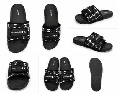 Men’s Black Slide Sandals – Adjustable Strap