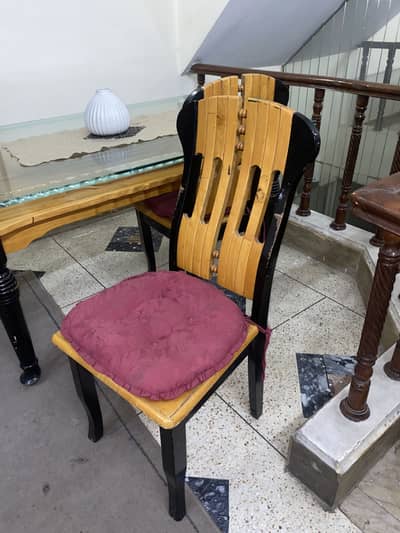 2-seater custom solid wood dining table set with glass top