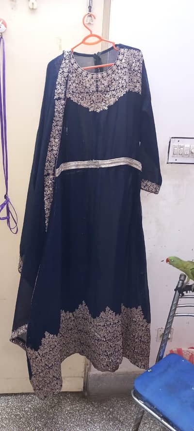 blue long maxi three peace maxi duppata inner