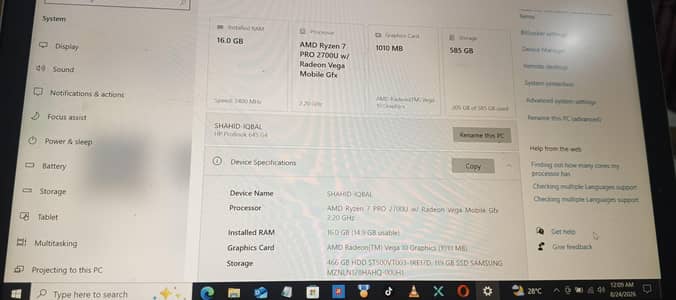 HP probook 645 G4 16GB