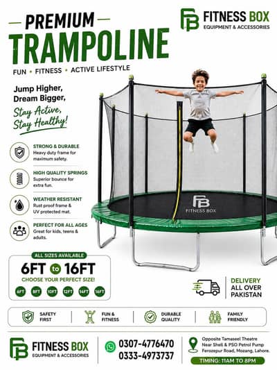 Trampoline | Kids Jumping | All Sizes available | 6Ft To 16Ft
