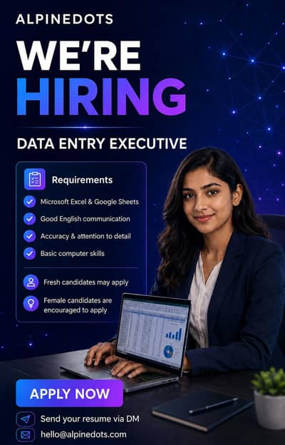 Female Data Entry Operator Required - Excel & English