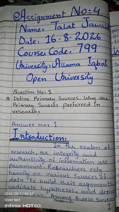 Handwritten Assignment & Homework Services
