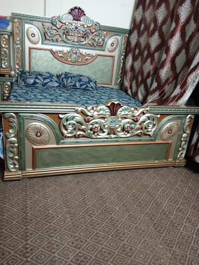 full king bed set with two side tables and dressing with mattress