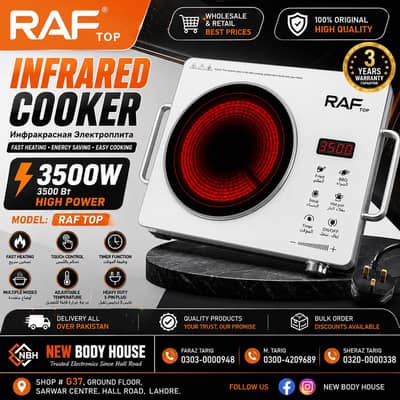 RAF & Next Life 3500W Hot Plate | Infrared Cooker | 3-Pin