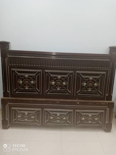 Solid Wooden Bed Set with Dressing Table & 2 Side Tables
