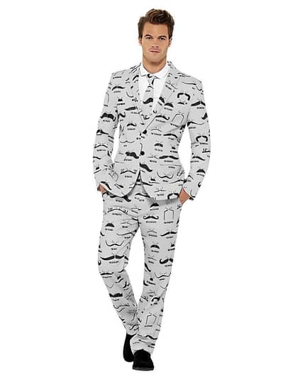 Moustache Print Suit (3-Piece)