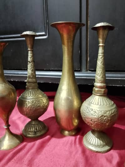 5 piece original brass vase antique item
