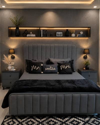new cushion bed grey towel fabric with wooden frame