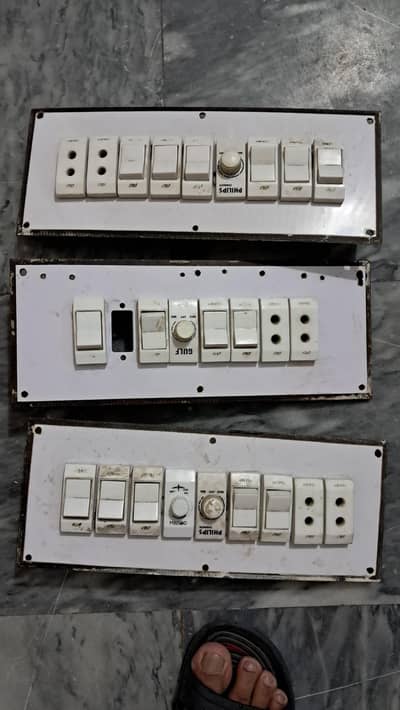 Complete Lot of Electric Switch Boards, Sockets & Porceline Fuses