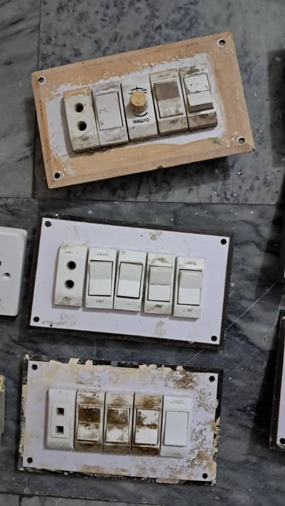 Complete Lot of Electric Switch Boards, Sockets & Porceline Fuses