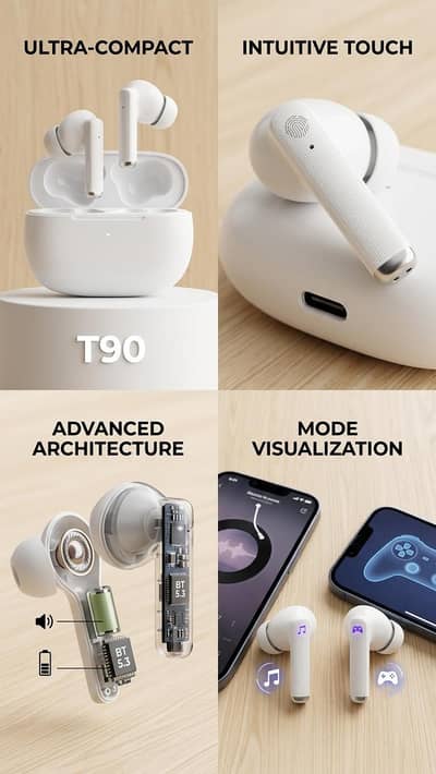 Level Up Your Audio! T90 TWS Dual Mode Earbuds 