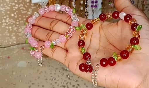 Handmade Beaded Bracelets | Floral | Cherry Design
