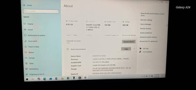 Lenovo Core i3 7th Gen New Condition 8 GbRam 585 Gb Memery