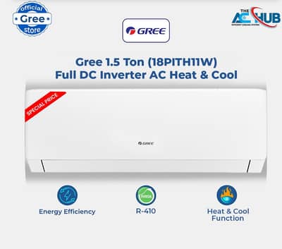 Gree Inverter 1.5 ton heat and cooling available with warranty