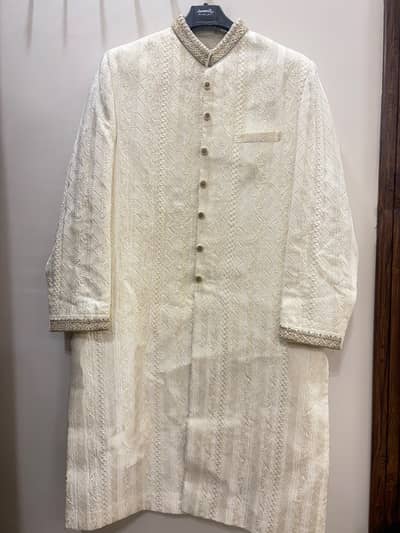 Premium Embroidered Off white Sherwani - Few hours used