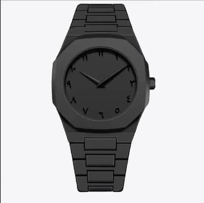 Men Matte Black Arabic Aura Watch