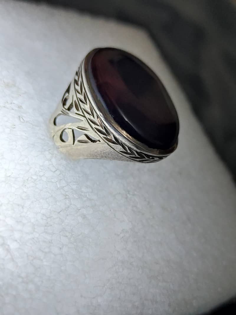Aqeeq ring (silver) 0