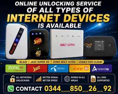 Zong,ufone ,telenor jazz unlocked 4g wifi device 03448502692