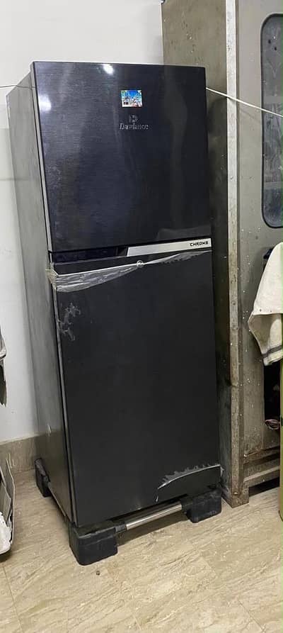 Dawlence 9169WB chrome Hairline Black Double Door Refrigerator