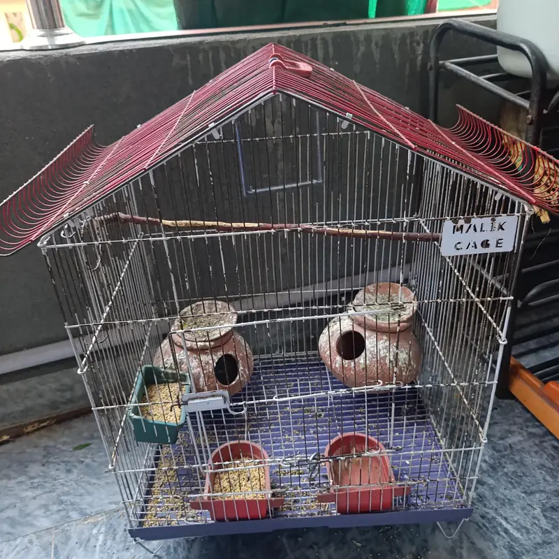 2 Bird Cages with Accessories – Red & Blue (House Style) — photo 4